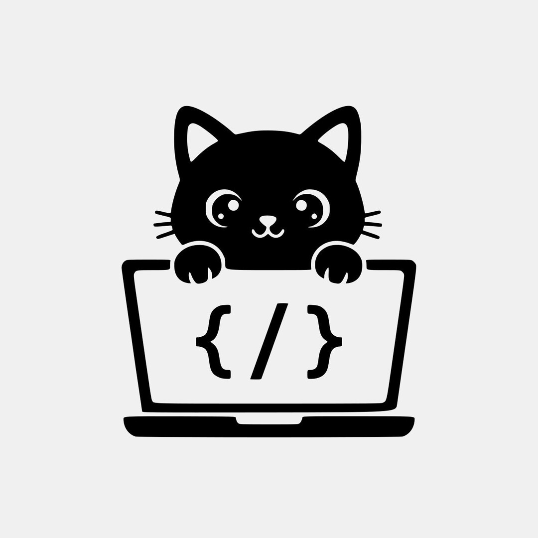 Kawaii Black Cat Coding Laptop Icon SVG | Cricut (digital Download) - Etsy