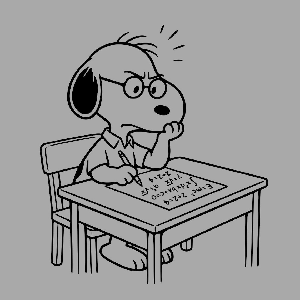 Snoopy Math Images Snoopy Studying Math SVG PNG: Line Art Design for T-shirt Design ...