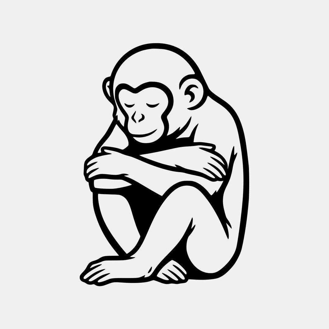 Abstract Monkey Art PNG, Sitting Monkey Illustration SVG, Cute Animal ...