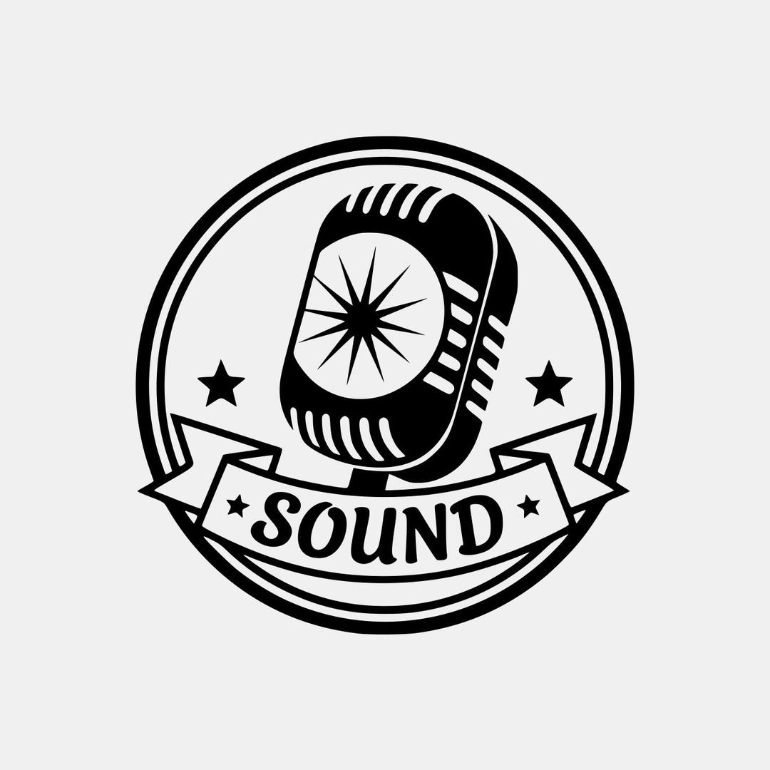 Retro Microphone Sound Logo SVG | Vintage Music Icon Clipart | Band ...