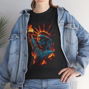 Patriotic Graphic T-Shirt , American Flag & Liberty Design , Independence Day Fourth of July Tee