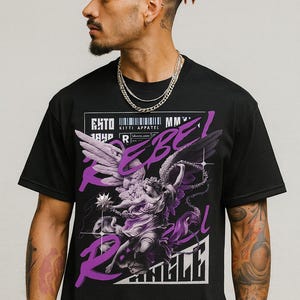 Gothic Rebel Angel Oversized T-Shirt: Unisex Streetwear Tee