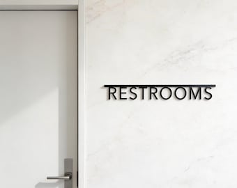 Modern restroom sign, office wall decor, men women signs, gold wc sign, toilet door sign, business plaque