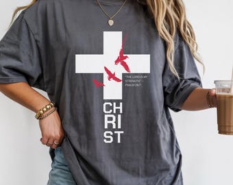 Camiseta cristiana, el Señor es mi fuerza, camiseta con versículo bíblico, gráfico basado en la fe del Salmo 28, camiseta cristiana para hombre, camiseta de Jesús para mamá