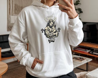 Sudadera con capucha "Hijo de Dios", ropa cristiana, sudadera con capucha con versículo bíblico, regalo de bautismo, sudadera cristiana para hombre, productos de Jesús, confía en el Señor.