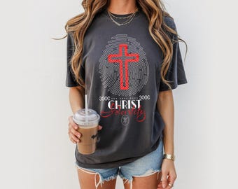 Christ Identity You Have Hope Fingerprint Cross shirt | Mens Christian Streetwear Faith Over Fear Shirt | Faith Based Cross Unisex Gift