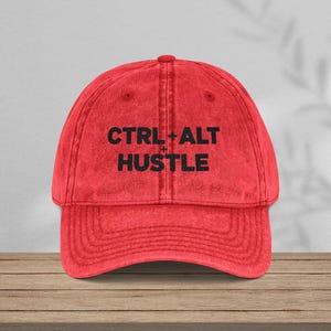Ctrl+Alt+Hustle Dad Hat - Vintage Embroidered Baseball Cap for Entrepreneurs, Tech Workers Gift, Programmer Hat, Adjustable Cotton Cap