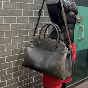 Distressed Leather Satchel Bag, Vintage Leather Handbag, Handmade Bag, Old Money Bag, Genuine Leather Purse, Leather Crossbody Bag, Gift Her image 7