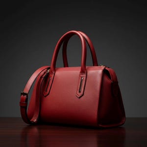 Bolso de mano rojo de piel auténtica / Bolso satchel clásico tipo domo para mujer / Bolso bandolera de diseño con correa desmontable