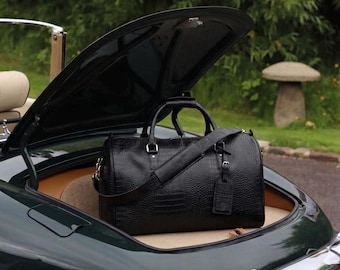 Crocodile Leather Duffel Bag | Handmade Weekender Travel Bag | Personalized Gift for Him Her | Luxury Duffle Bag Men