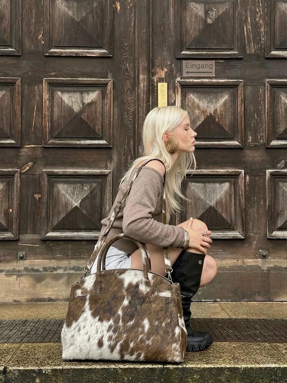 Genuine Cowhide Tote Bag, Hair on Hide Bag, Handmade Cowhide Crossbody, Pony Hair Bag, Western Leather Bag, Boho Satchel, Gift for Her