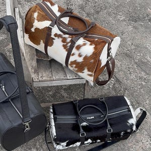Large Leather Duffle Bag used as a premium Gym Bag and Camera Bag.