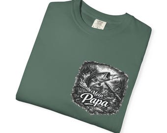 Bass Fishing River Scene T-Shirt | Dad dad angler design