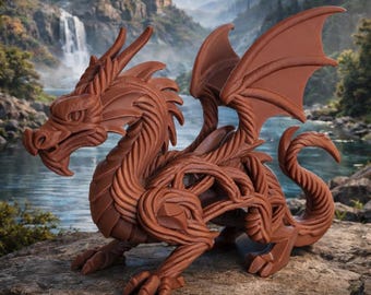 Drakonis Aetherion – Mystical 3D Printed Dragon made of PLA – Fantasy Decorative Figure – Available in your choice of color