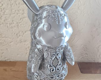 Elegant 3D figurine in ornamental design – silver | Decoration | 2-piece set | Made of environmentally friendly PLA