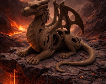 Majestic decorative dragon in elegant bronze look