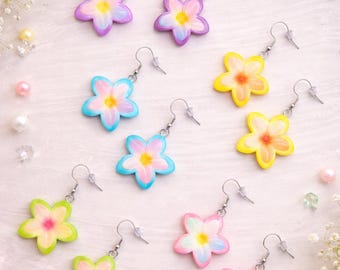 Floral Earrings - Handmade - Resin - Pastel Drop Earrings with Stainless Steel Ear Hooks | Cute Floral Earrings | Gift for Girlfriend