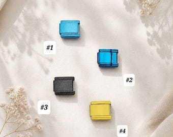 Stainless Steel Italian Charms – Colored Bracelet Links - 4 Colors