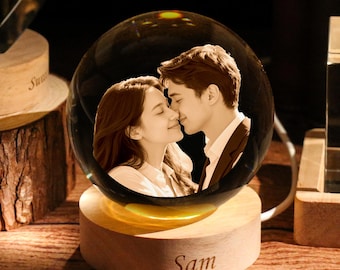 Personalized Anniversary 3D Engraved Crystal Photo Gift