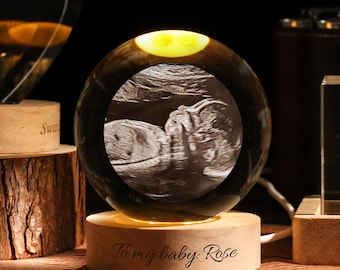 Custom Ultrasound Crystal Ball Lamp – Personalized Baby Sonogram Keepsake Gift, Gifts for Newborn, Baby Shower Present, New Mom gift