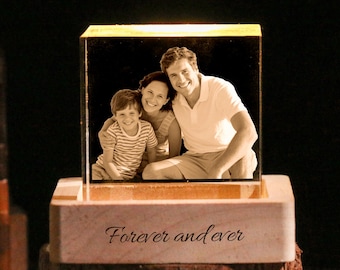 Personalized 3D Crystal Photo Cube, Gift For Any Occasion, Home Decor, Custom Laser, Family Gifts, Anniversary Keepsake Gift for Her