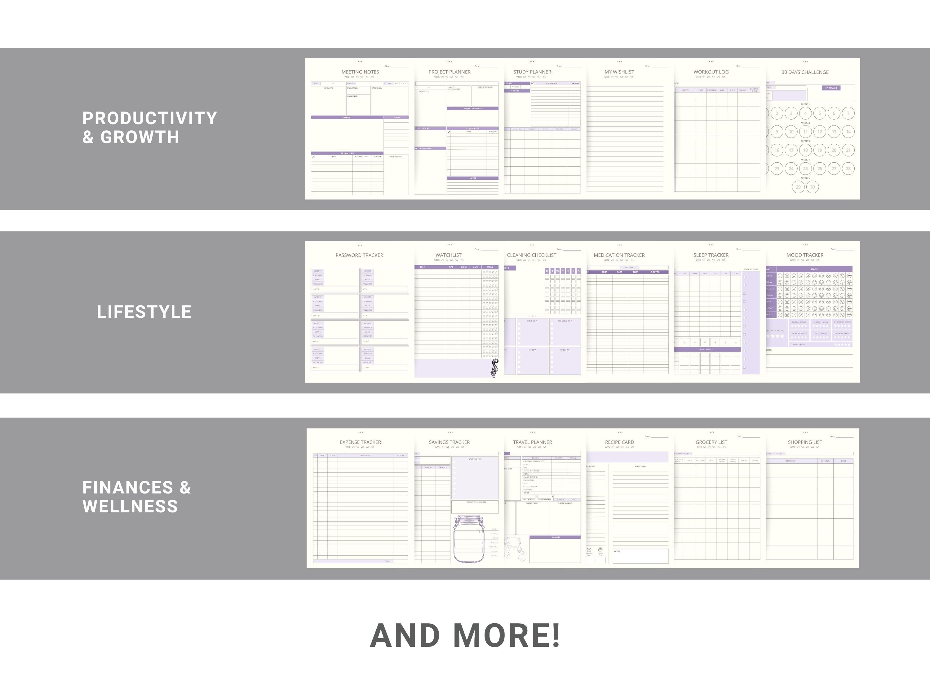 Minimalist Purple Digital Planner | Daily, Weekly Organizer | Undated ...