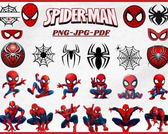 Spiderman Png Bundle, Spiderman Png, Spiderman Clipart, Spiderman Silhouette, Superhero png, Baby Spiderman Png Cut files pdf png jpg.