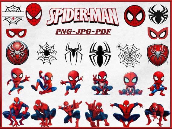 Spiderman Png Bundle, Spiderman Png, Spiderman Clipart, Spiderman Silhouette, Superhero png, Baby Spiderman Png Cut files pdf png jpg.