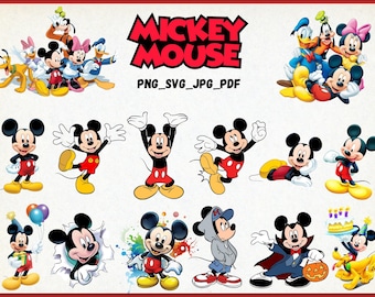 Micky Maus PNG Clipart : 15 transparente Bilder , png, svg, jpg, pdf Dateien (digitaler Download, Sofortiger Download, Bilder in hoher Qualität)