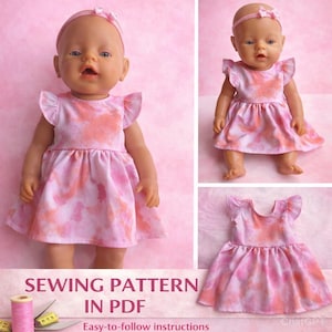 Doll Dress Sewing Pattern, 16-17 inch Doll (PDF Download)