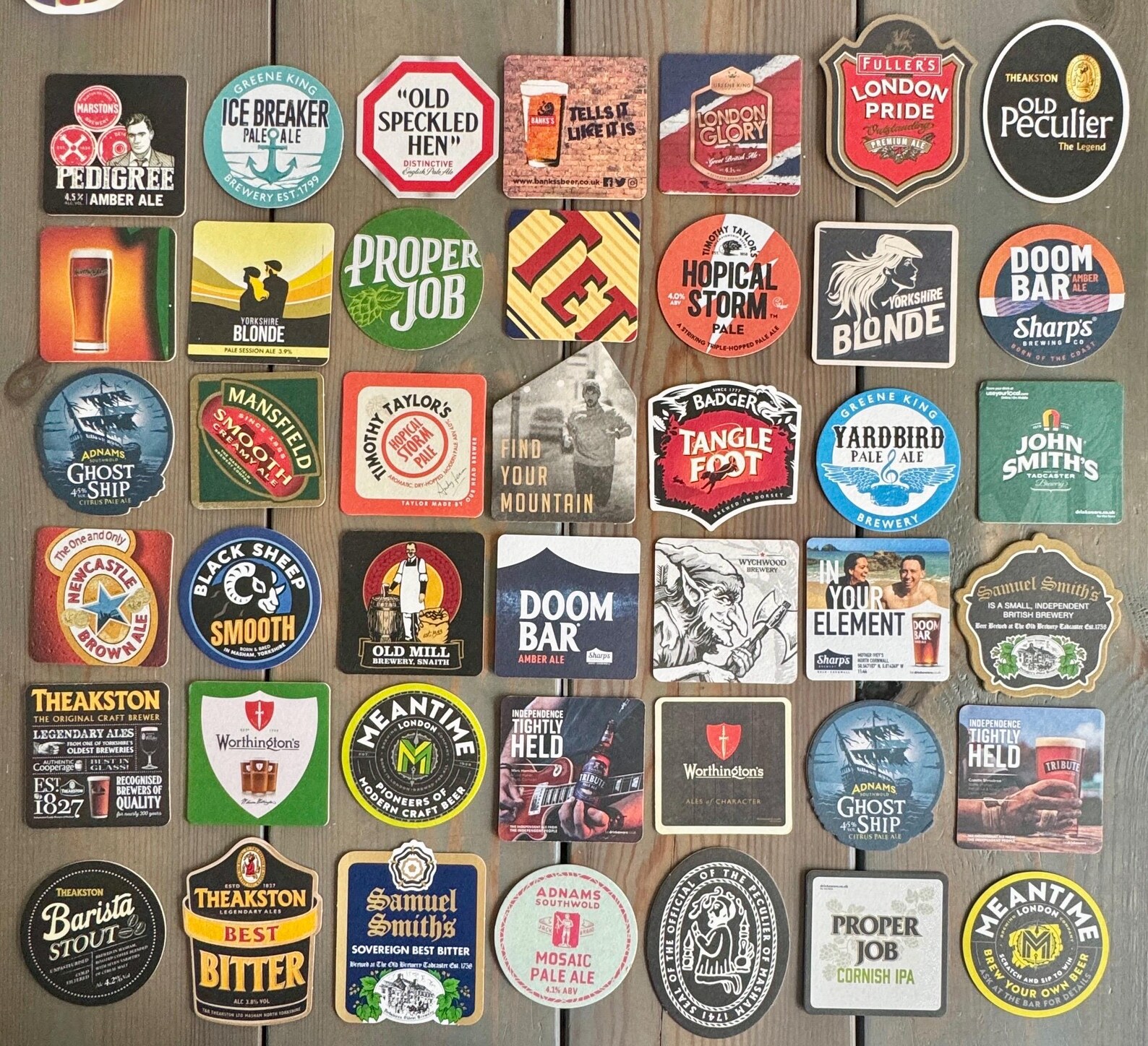 British Beer Mats Collection – 42 Genuine Pub Coasters, Home Bar Decor ...