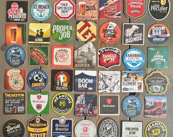 Colección de posavasos británicos – 42 posavasos auténticos de pub, decoración para el bar de casa