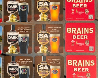 15 Welsh Brains Brewery Beer Mats - Genuine - for Home Bar / Pub Experience