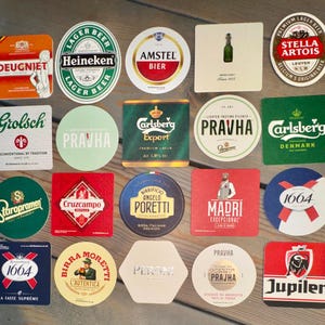 20 European Beer Mats Pack - Genuine - for Home Bar / Pub Experience