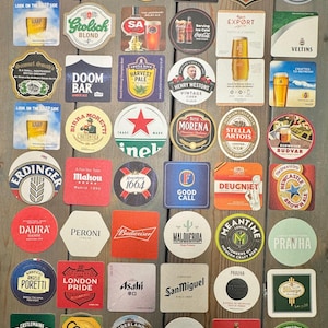 World Beer Adventure -  Global Selection of 48 Beer Mats - Genuine & Original - for Home Bar / Pub Experience
