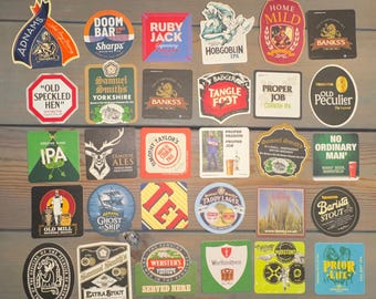 30 Great British Beer Mats Pack - Genuine - for Home Bar / Pub Experience