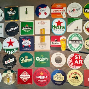 35 European Beer Mats Pack - Genuine - for Home Bar / Pub Experience