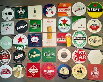Set van 35 Europese bierviltjes - origineel - voor thuisbar-/caféervaring
