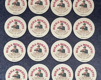 16 Birra Moretti Beer Mats - Genuine - for Home Bar / Pub Experience