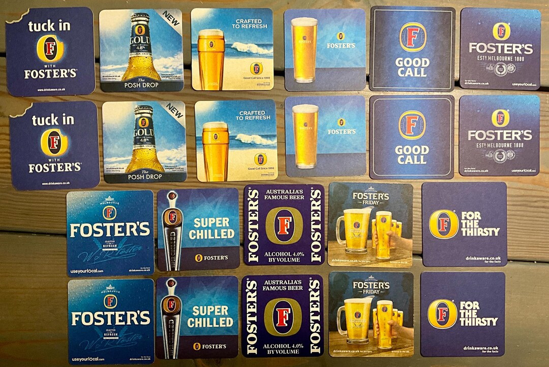 Foster Beer Rug 22 Australian Fosters Beer Mats Pack - Genuine - for Home Bar / Pub ...