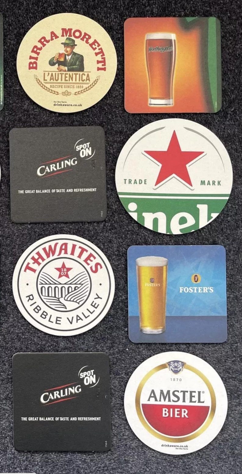 20 Beer Mats Pack - Genuine - for Home Bar / Pub Experience - Etsy
