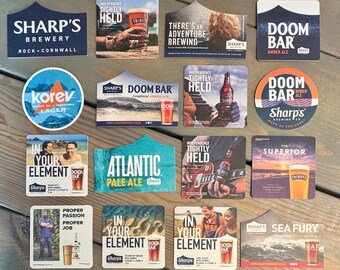 16 Cornish - Sharp’s & St Austell Brewery Beer Mats - Genuine - for Home Bar / Pub Experience