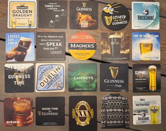 20 Irish and Guinness Beer Mats Pack - Genuine - for Home Bar / Pub Experience - St Patrick’s Day