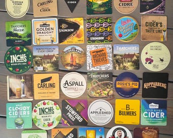 Pakket met 35 ciderbiermatten - echt - voor thuisbar- / pubervaring