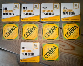 10 Cobra & Singha Thai Beer Mats -  For  Home Bar / Pub Experience