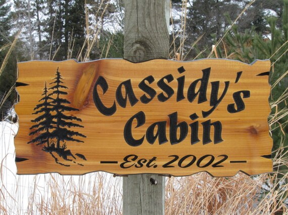 Personalized Cabin Signs Routed Wood Signs Cedar Cabin Etsy
