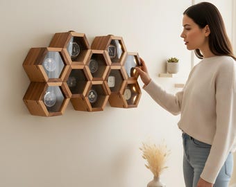 Caja de reloj de palisandro con nido de abeja: vitrina de madera hecha a mano