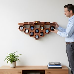 Handcrafted Rosewood Honeycomb Watch Box, Luxury Watch Display Case (14-16 Slots) image 19