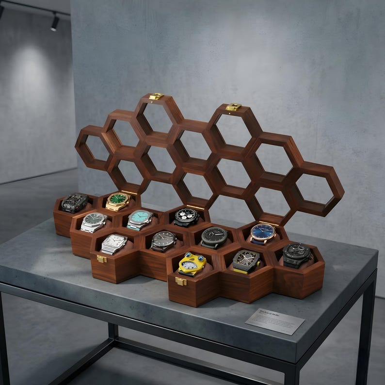 for Men, Anniversary or Groomsmen Gift, Jewelry Box - Rosewood, Honeycomb Design