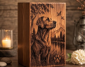 Custom Photo Engraved Wooden Cremation Urn for Human & Pet Ashes, Personalized Rosewood Memorial Box